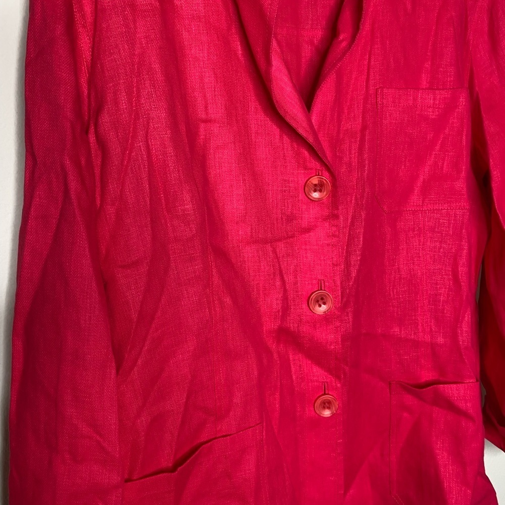 Lafayette 148 New York Red Button Down Shirt - Picture 3 of 5